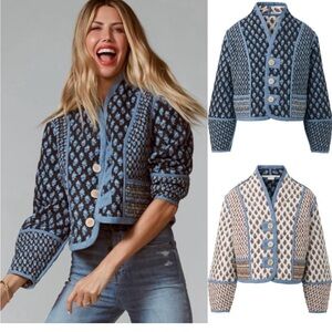 Veronica Beard Blue and Black Quilted Jacket